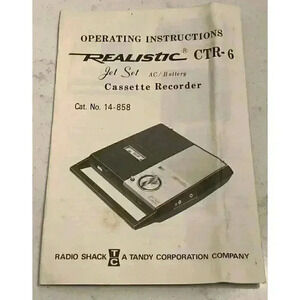 Vintage Radio Shack Realistic Cassette Recorder CTR-6 Instructions Ephemera